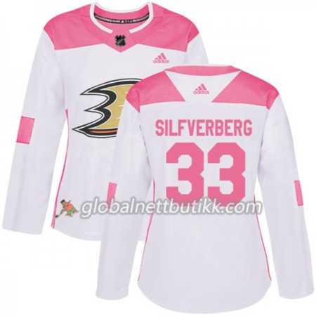 Anaheim Ducks Hockeydrakt Jakob Silfverberg 33 2017-2018 Hvit Rosa Fashion Adidas Authentic - Dame